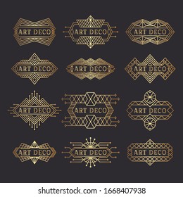 Art Deco Logo. Vintage Label Design. Retro Badges.  Decorative Frames Labels In Retro Style. Set Of Vector Images.