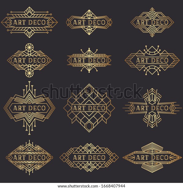 Art deco\
logo. Vintage label design. Retro badges.  Decorative frames labels\
in retro style. Set of vector\
images.