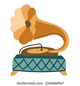 Altavoz Art Déco. Diseño interior. Música de estilo Art Déco. Reproductor de música para registros.Art nouveau.Vector elemento aislado en fondo blanco.