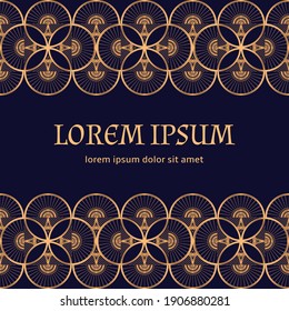 Art deco luxury background vector. Vintage 1920s motif gold black invite party card template. Retro design for wedding invitation, holiday, anniversary, menu, beauty spa, save the date, birthday.
