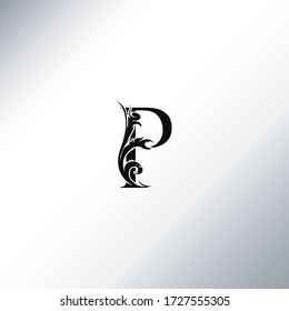 Art Deco  Luxury P Letter logo, floral Monograms and beautiful alphabet font. Art Deco in vintage style