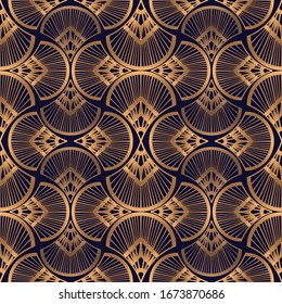 Art deco luxury pattern seamless. Vintage 1920s motif gold black background vector. Royal texture design for wallpaper, gift wrapping paper, beauty spa, wedding, package, backdrop.