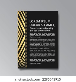 Art Deco luxury template golden black A4 page, menu, card, invitation, Sun and city lights in an Art deco Art Nuovo style, beautiful background, Retro mystic and occult flyer