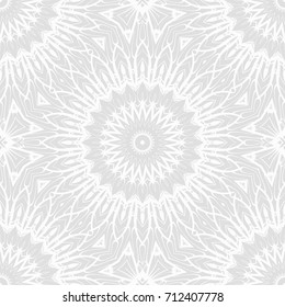 art deco monochrome seamless vector pattern with abstract circle floral ornament