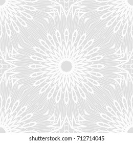 art deco monochrome seamless vector pattern with abstract circle floral ornament