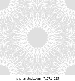 art deco monochrome seamless vector pattern with abstract circle floral ornament
