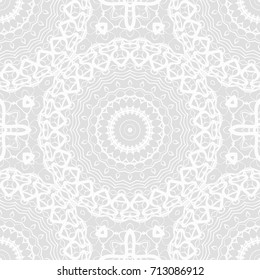 art deco monochrome seamless vector pattern with abstract circle floral ornament