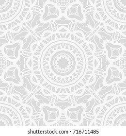 art deco monochrome seamless vector pattern with abstract circle floral ornament. design element for wallpaper, background, invitation, fabric print