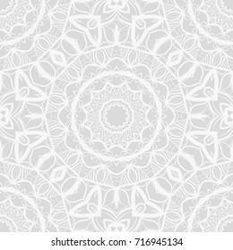 art deco monochrome seamless vector pattern with abstract circle floral ornament. design element for wallpaper, background, invitation, fabric print
