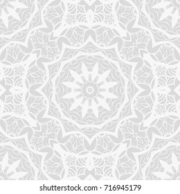 art deco monochrome seamless vector pattern with abstract circle floral ornament. design element for wallpaper, background, invitation, fabric print