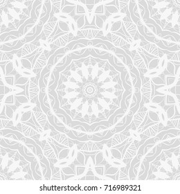 art deco monochrome seamless vector pattern with abstract circle floral ornament. design element for wallpaper, background, invitation, fabric print