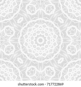 art deco monochrome seamless vector pattern with abstract circle floral ornament. design element for wallpaper, background, invitation, fabric print