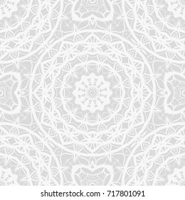 art deco monochrome seamless vector pattern with abstract circle floral ornament. design element for wallpaper, background, invitation, fabric print
