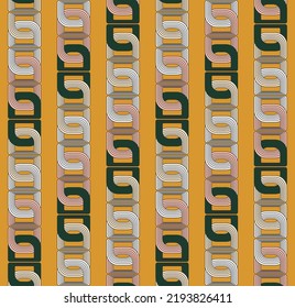Art Deco Multicolor Chains Abstract Geometric Complex Pattern Perfect for Upholstery Interior Designs Allover Fabric Print or Wall Paper