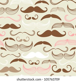 Art Deco Mustache seamless pattern, retro style, vector illustration