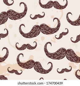 Art Deco Mustache seamless pattern, retro style, vector illustration