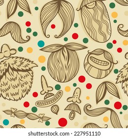 Art Deco Mustache seamless pattern, retro style, vector illustration