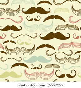 Art Deco Mustache seamless pattern, retro style, vector illustration