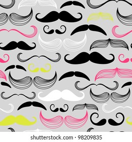 Art Deco Mustache seamless pattern, retro style, vector illustration