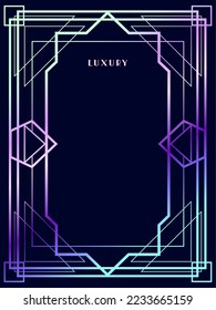 Art Deco Neon color  Frame luxury Neon frames luxury line vector illustration