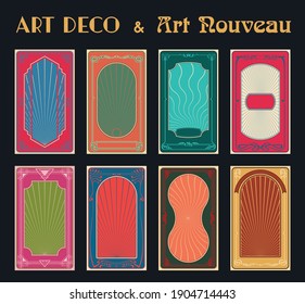 Art Deco and Art Nouveau Background Set, 1920s - 1940s Decorative Ornaments, 1960s Psychedelic Colors