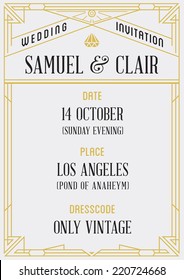 Art Deco And Nouveau Epoch 1920's 1930's And 1940's Gangster Era Vector Invite