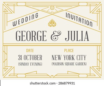 Art Deco and Nouveau Gatsby Epoch 1920's 1930's and 1940's Gangster Era Vector Invite