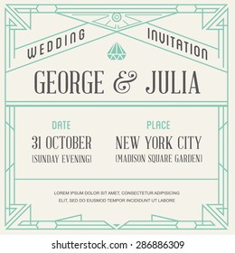 Art Deco And Nouveau Gatsby Epoch 1920's 1930's And 1940's Gatsby Style Gangster Era Vector Invite 