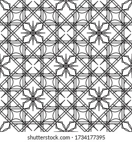 Art deco. Nouveau gatsby seamless pattern. Laser cutting. Traditional geometric motif. Vintage background for design prints. Abstract black and white ottoman graphic lattice. Vector roaring texture 