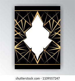 Art deco ,Art novo page  template  luxury elegante texture geometric style, Gatsby concept, golden black.