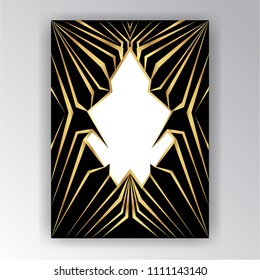 Art deco ,Art novo page  template  luxury elegante texture geometric style, Gatsby concept, golden black.