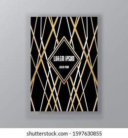 Art Deco ,Art novo style page template  luxury elegant lines texture geometric vintage Gatsby concept, golden black. Modern design for menu or flyer, luxury for web and print invitation