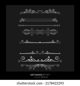 Art deco Art Nuevo DIY elegant elements vector golden black elegant luxury set of objects for print and web. Creative illustration.