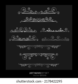 Art deco Art Nuevo DIY elegant elements vector golden black elegant luxury set of objects for print and web. Creative illustration.