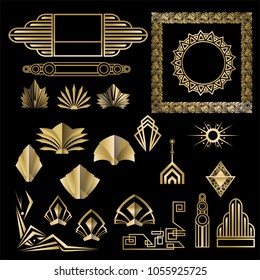 Art Deco , Art Nuevo geometrische Elemente, Rahmen Dreiecke, Kreise. DIY Set von Rahmen. Great Gatsby, Partygolden Rahmen .