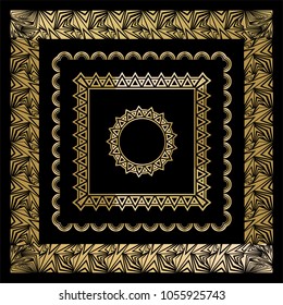 Art Deco , Art Nuevo geometric frames, triangles, circles. DIY set of frames. Great Gatsby, party golden frame .