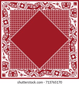 art deco ornament with hexagon. Print for fabric with ornamental border. Design for tablecloth, scarf, Carpet, Pillowcase. vector illustration