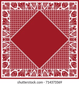 art deco ornament with hexagon. Print for fabric with ornamental border. Design for tablecloth, scarf, Carpet, Pillowcase. vector illustration