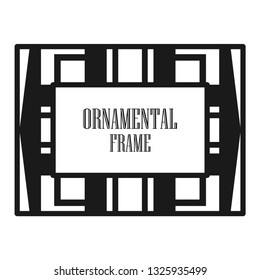 Art deco ornamental border frame. Template for vintage design. Vector illustration