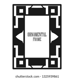Art deco ornamental border frame. Template for vintage design. Vector illustration