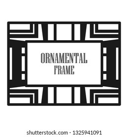 Art deco ornamental border frame. Template for vintage design. Vector illustration