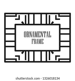 Art deco ornamental border frame. Template for vintage design. Vector illustration