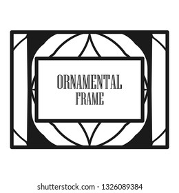 Art deco ornamental border frame. Template for vintage design. Vector illustration