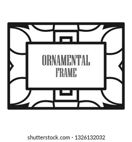 Art deco ornamental border frame. Template for vintage design. Vector illustration