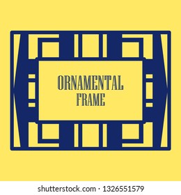 Art deco ornamental border frame. Template for vintage design. Vector illustration