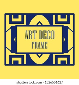 Art deco ornamental border frame. Template for vintage design. Vector illustration