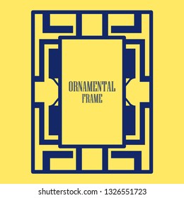 Art deco ornamental border frame. Template for vintage design. Vector illustration