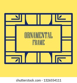 Art deco ornamental border frame. Template for vintage design. Vector illustration