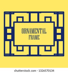 Art deco ornamental border frame. Template for vintage design. Vector illustration