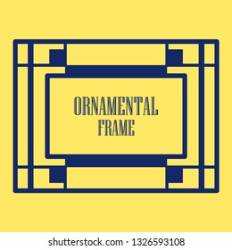 Art deco ornamental border frame. Template for vintage design. Vector illustration